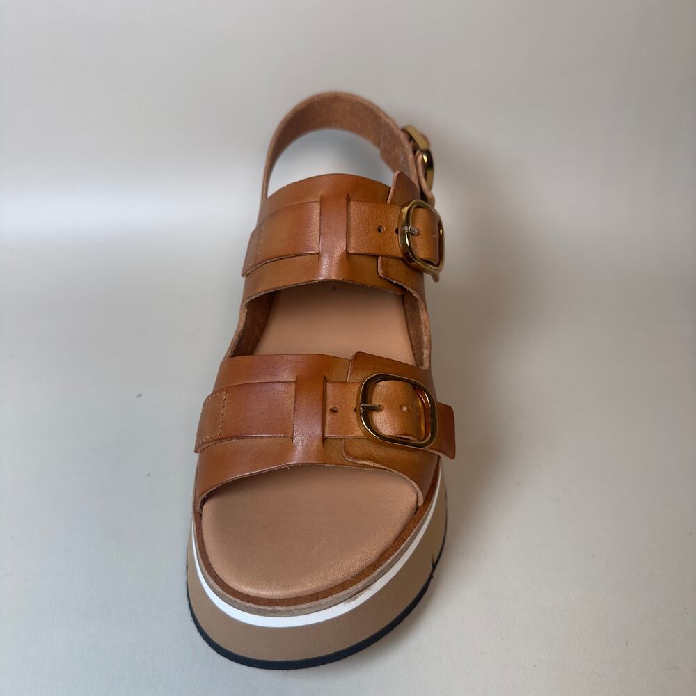 Vintage Homers Platform Sandals Women's Size 6 Brown Leather Buckle Chunky Sole